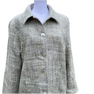 Koret Tweed Jacket Oversize Buttons Grey Cream White Size 14